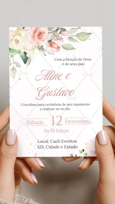 Convite de Casamento Rosa