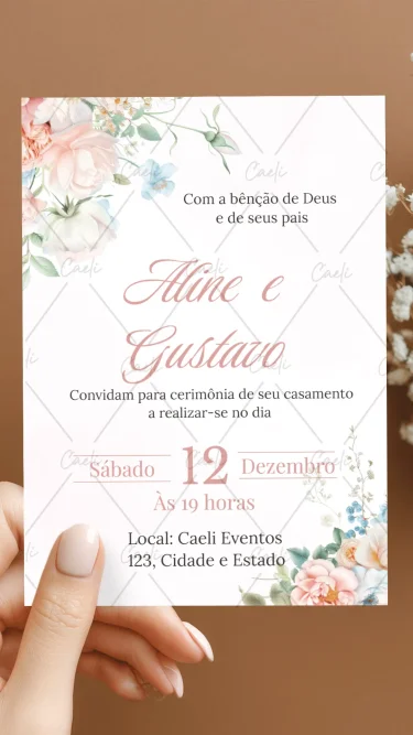 Convite de Casamento Rosa 2
