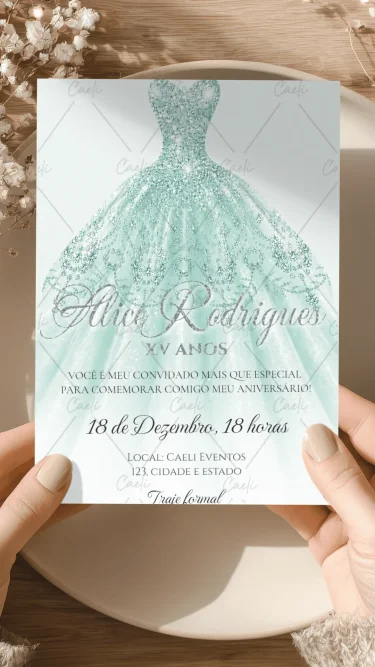 Convite Debutante Verde 5