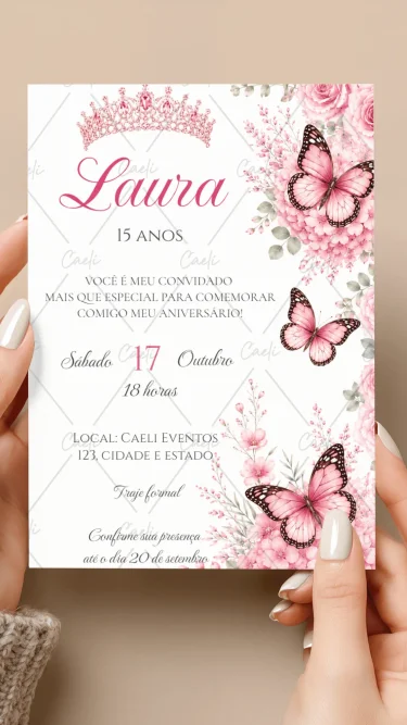 Convite Debutante 15 anos Rosa 3