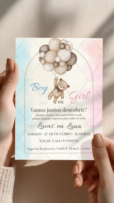 Chá revelação Azul e Rosa