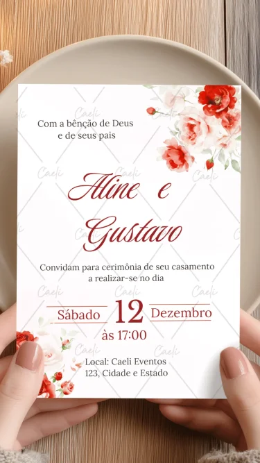 Convite de Casamento Vermelho