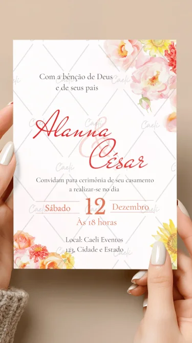 Convite de Casamento Rosa 3