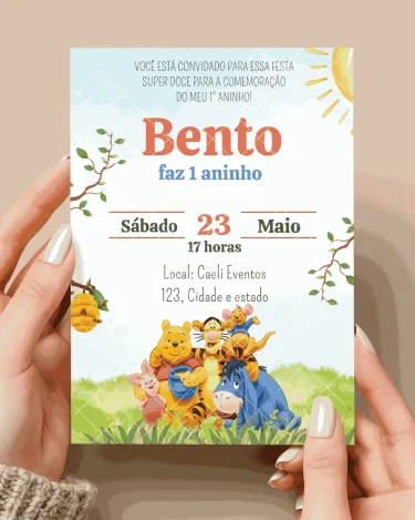 Convite Ursinho Pooh 3 editável