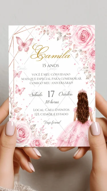 Convite Debutante 15 anos Rosa 4