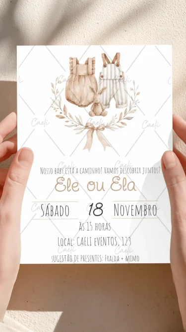 Convite Chá Revelação Vintage