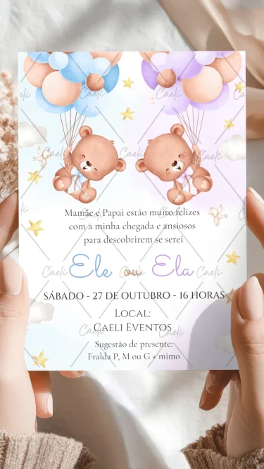 Chá revelação Azul e Lilás Ursinhos