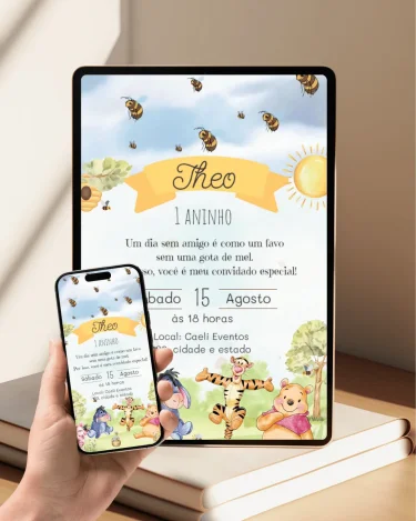 Convite Animado Ursinho Pooh