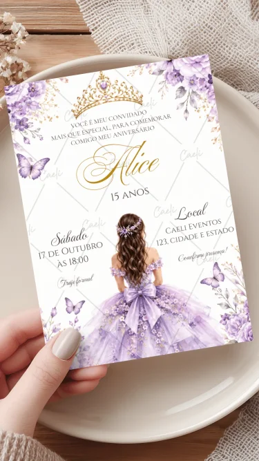 Convite Debutante 15 anos Lilás 1