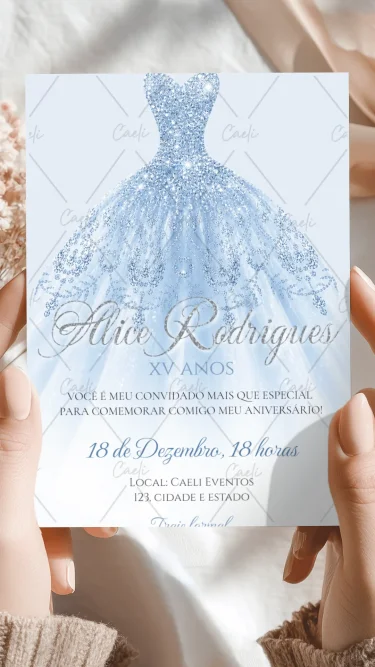Convite Debutante 15 anos Azul 2
