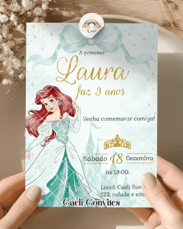 Convite Ariel Pequena Sereia 1
