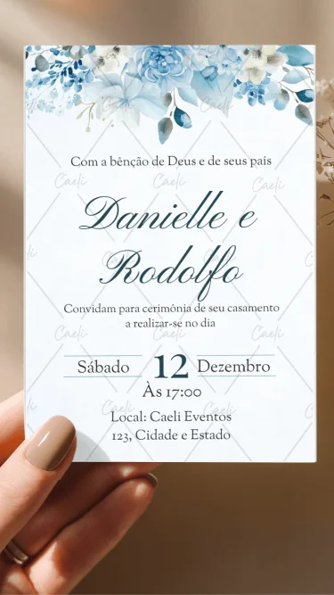 Convite de Casamento Azul Claro 2