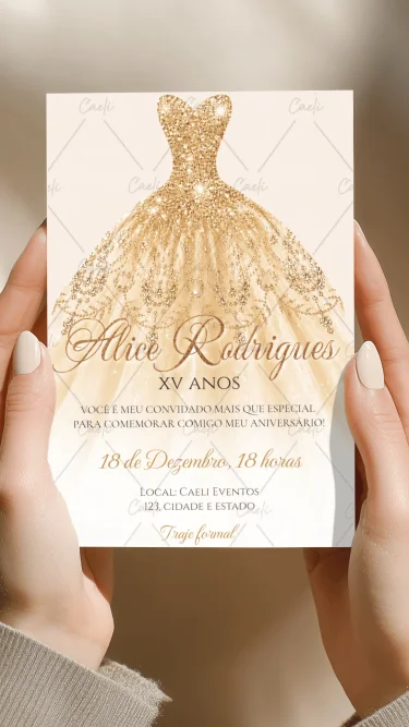 Convite Debutante Dourado 1