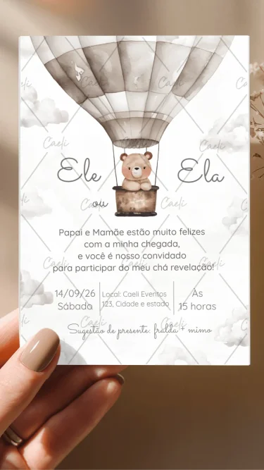 Chá Revelação Ursinho no Balão