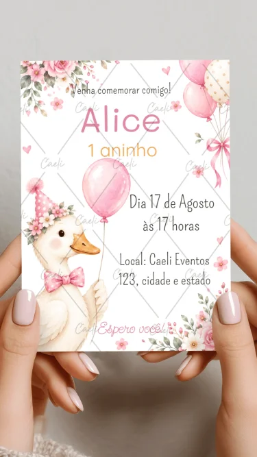 Convite Ganso Rosa 4