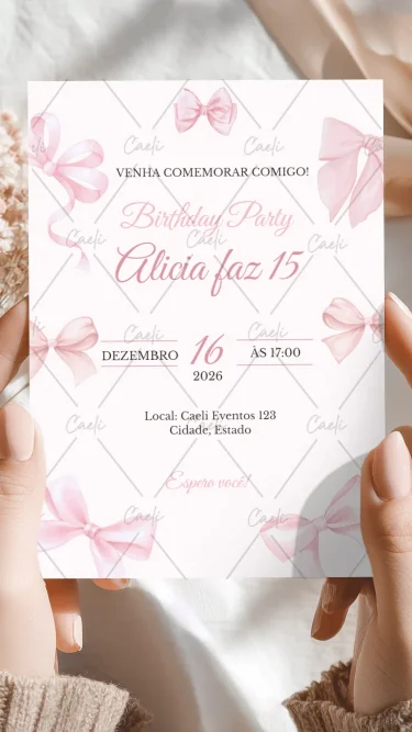 Convite Laços Rosa 1