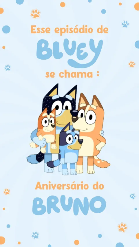 Convite de aniversário infantil Bluey animado com envelope e confirmação de presença