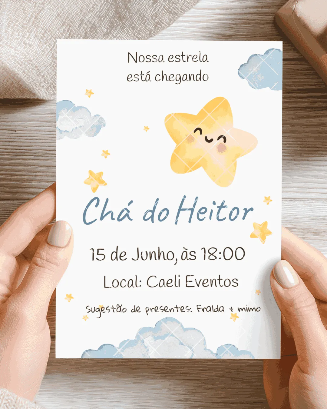 Convite Chá de Bebê Nossa Estrela editável