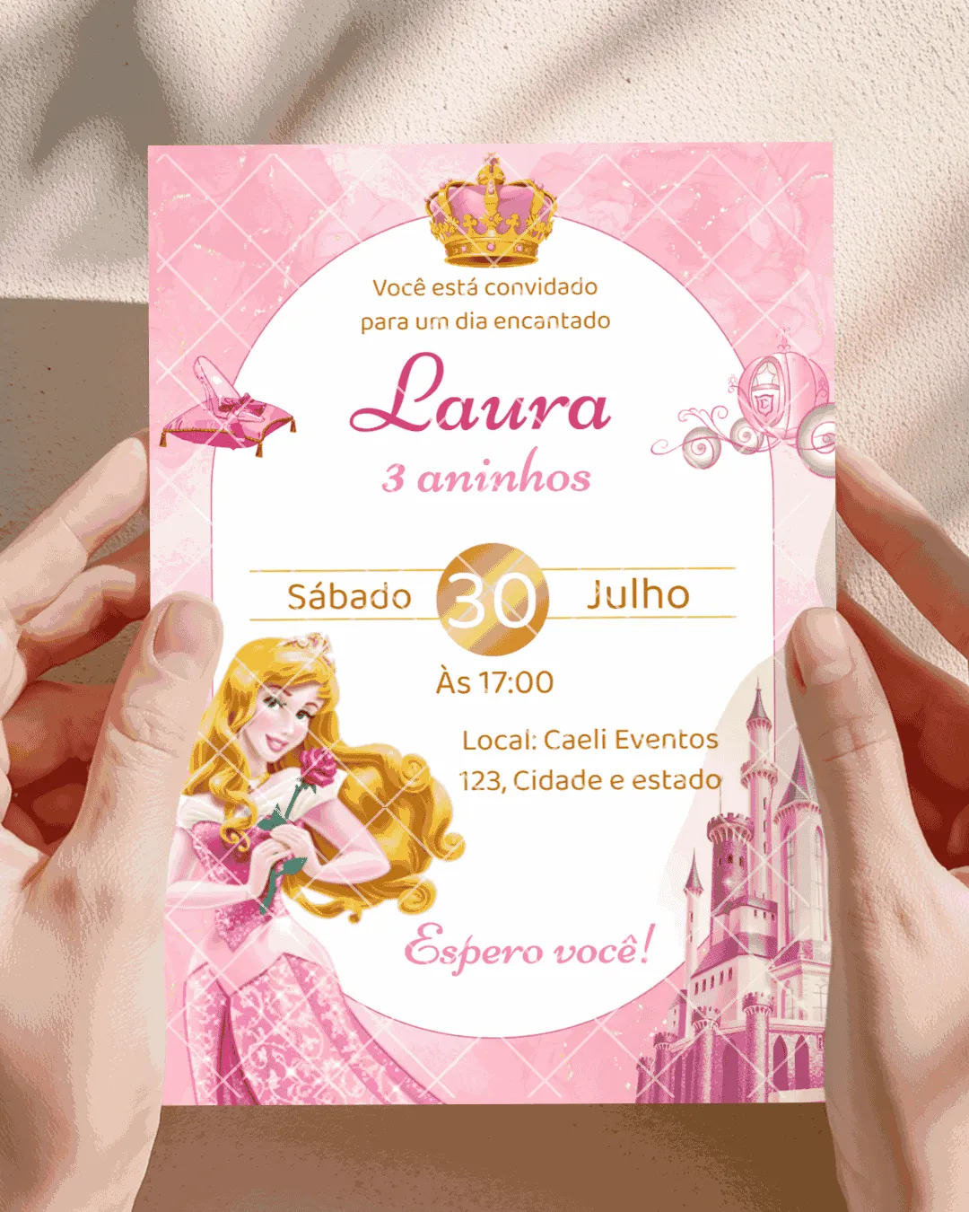 Convite editável Princesa Aurora