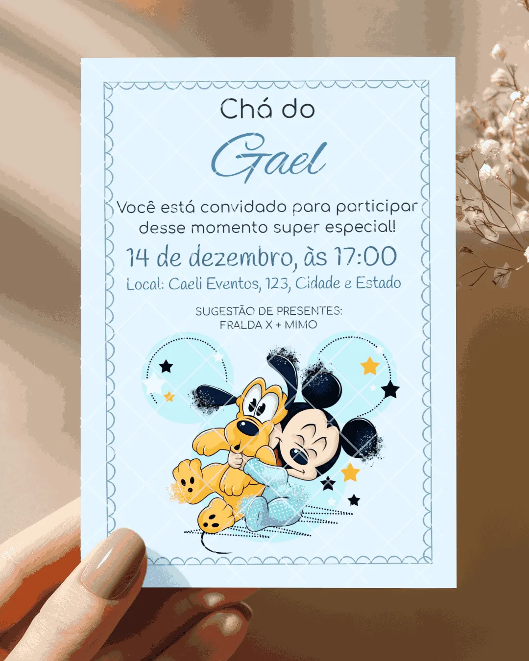 Convite Mickey Baby editável