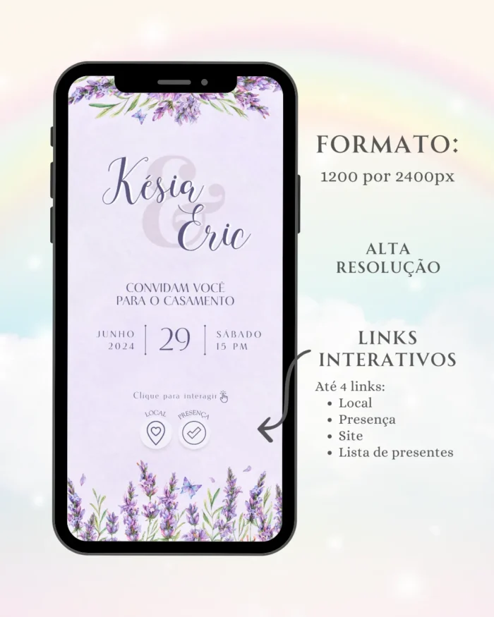 Convite Interativo de Casamento Lavanda