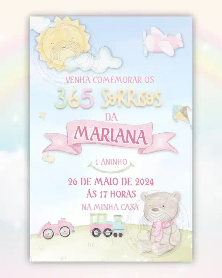 Convite 365 sorrisos Menina 1
