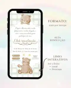Convite Chá Revelação Interativo Neutro 4
