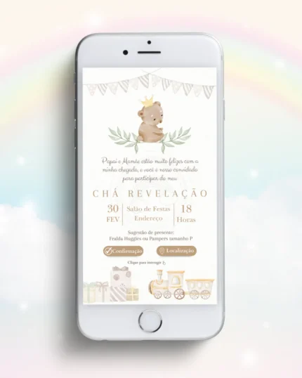 Convite Chá Revelação Interativo Neutro 5