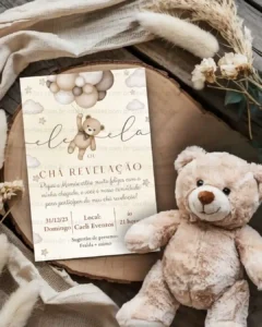 Convite Chá Revelação Neutro,cha revelação,cha revelação ursinhos,chá revelação simples