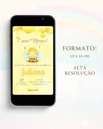 Convite Chá de Bebê Abelhinha