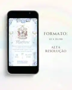 Convite Chá de Bebê Carrossel Azul