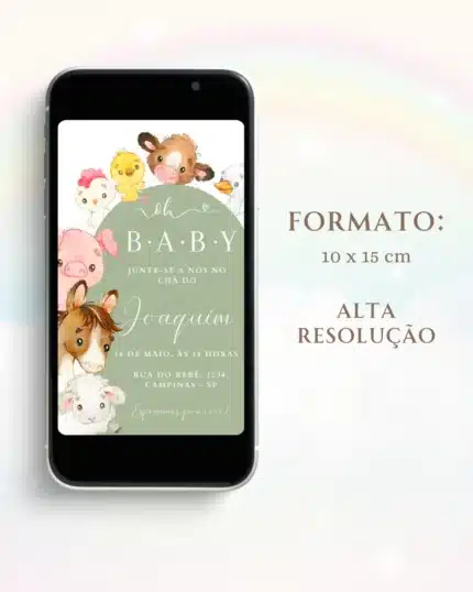 Convite Chá de Bebê Fazendinha Verde