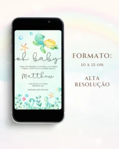 Convite Chá de Bebê Fundo do Mar