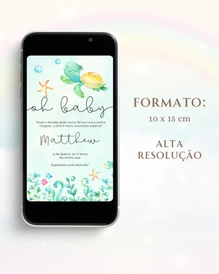 Convite Chá de Bebê Fundo do Mar
