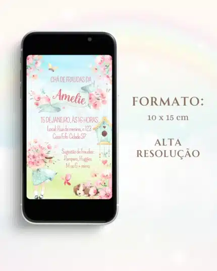 Convite Chá de Bebê Jardim Encantado