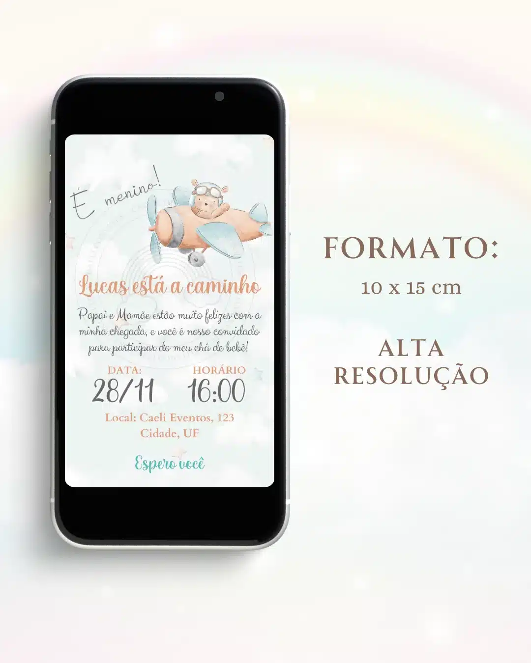 Convite Chá de Bebê O tempo voa 2