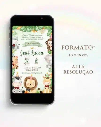 Convite Chá de Bebê Safari