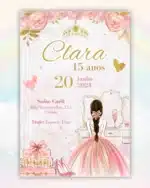 Convite Digital 15 anos Rosa
