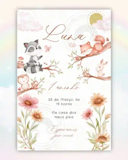Convite Digital Bosque Encantado Boho
