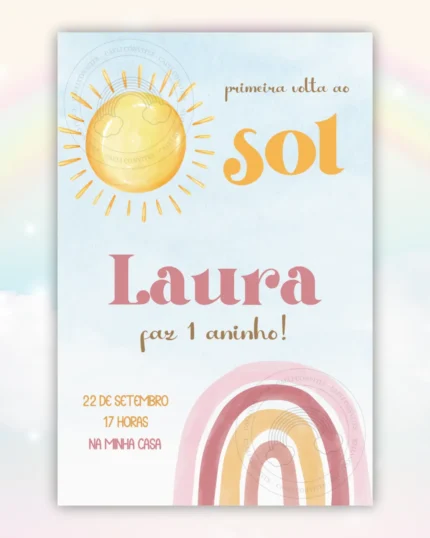 Convite Digital Primeira Volta ao Sol Menina 1