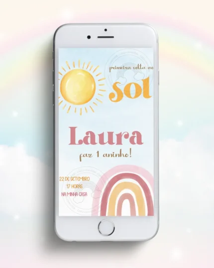 Convite Digital Primeira Volta ao Sol Menina 1