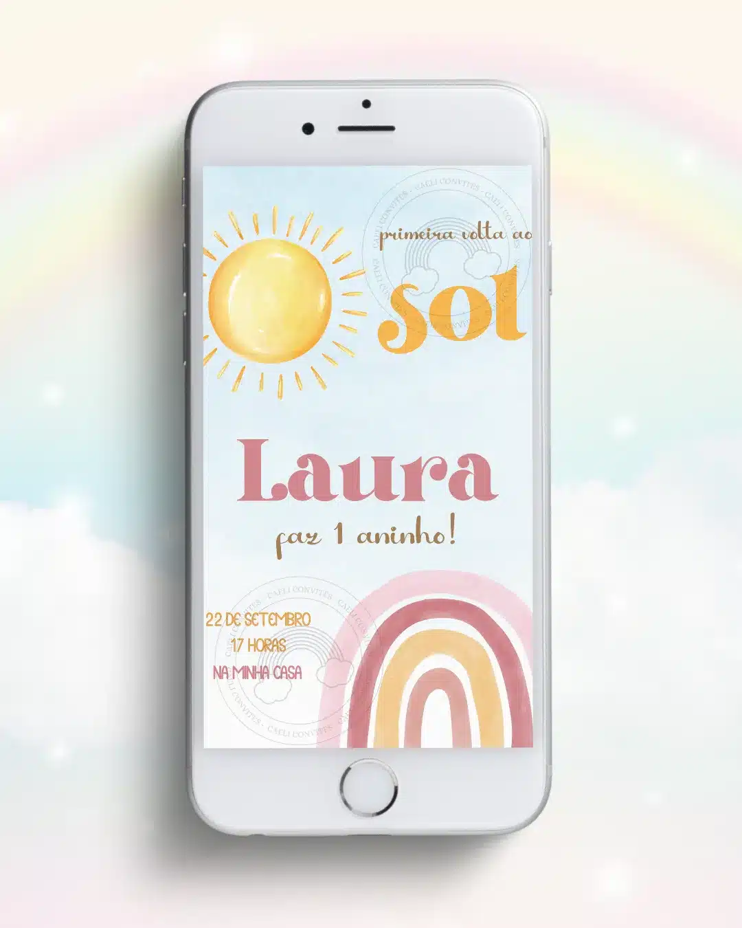 Convite Digital Primeira Volta ao Sol Menina 1