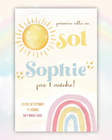 Convite Digital Primeira Volta ao Sol Menina 2
