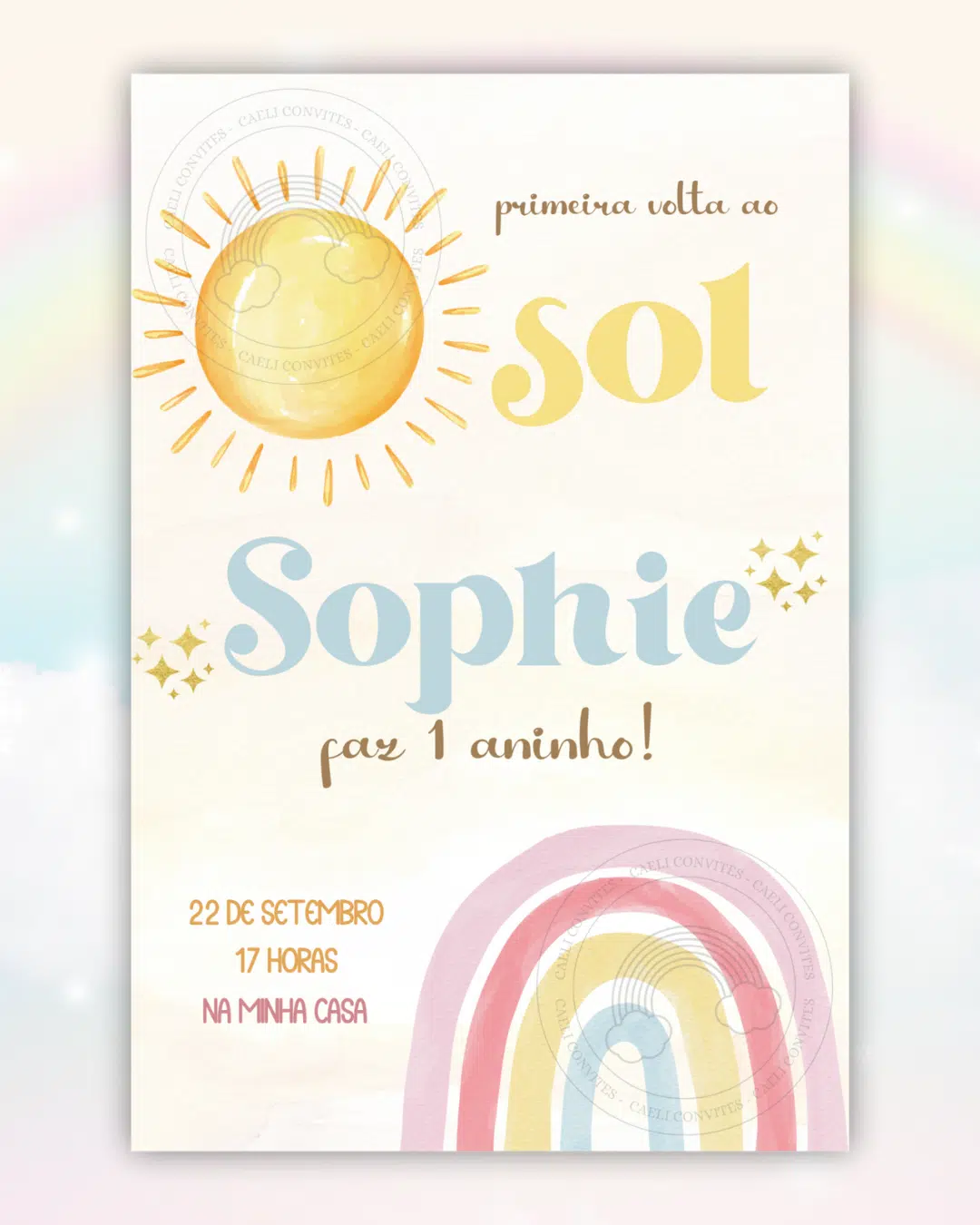 Convite Digital Primeira Volta ao Sol Menina 2