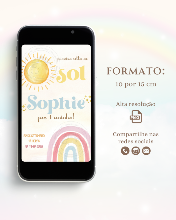 Convite Digital Primeira Volta ao Sol Menina 2