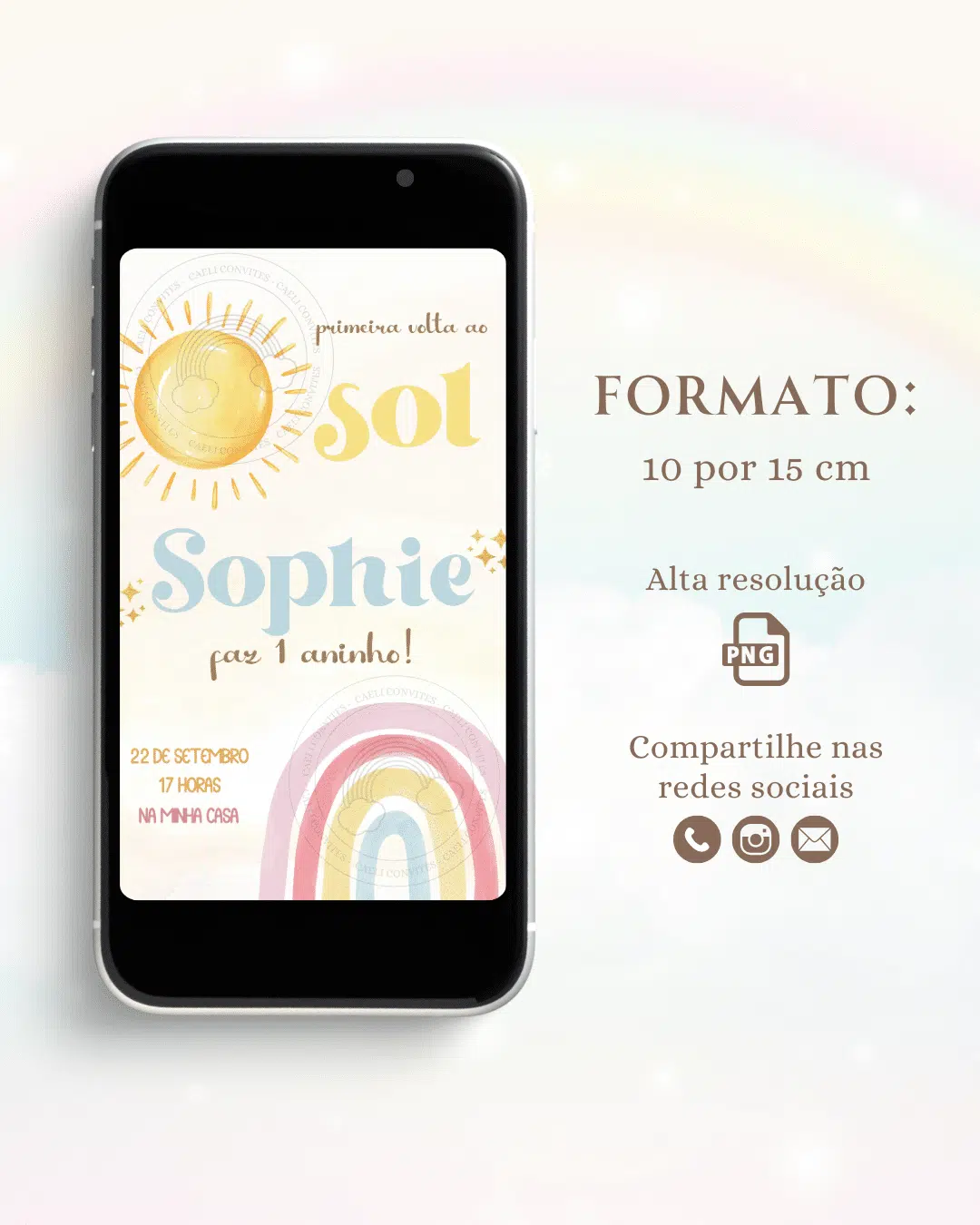 Convite Digital Primeira Volta ao Sol Menina 2 3 Convite Digital Primeira Volta ao Sol Menina 2