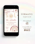 Convite Digital Primeira Volta ao Sol Menina Boho