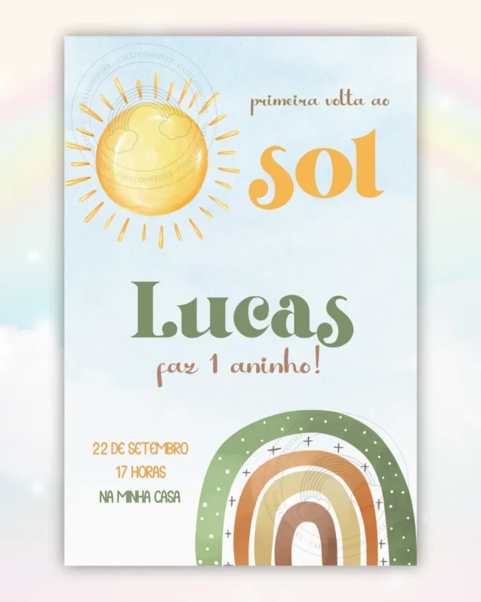 Convite Digital Primeira Volta ao Sol Menino 1