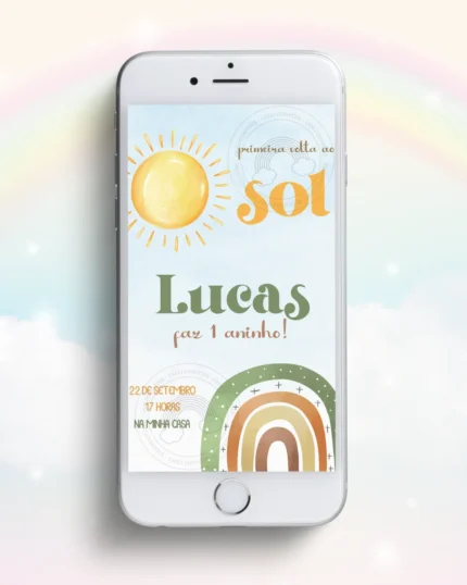 Convite Digital Primeira Volta ao Sol Menino 1