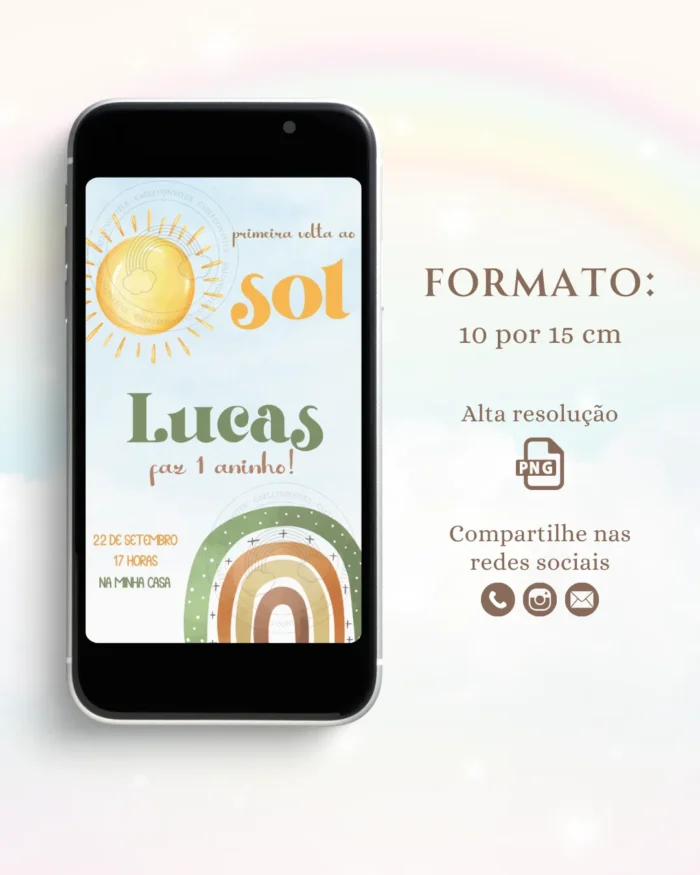 Convite Digital Primeira Volta ao Sol Menino 1
